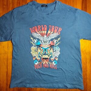 Zutter‎ USA World Tour Rock and Roll Graphic T-Shirt Distressed Medium M